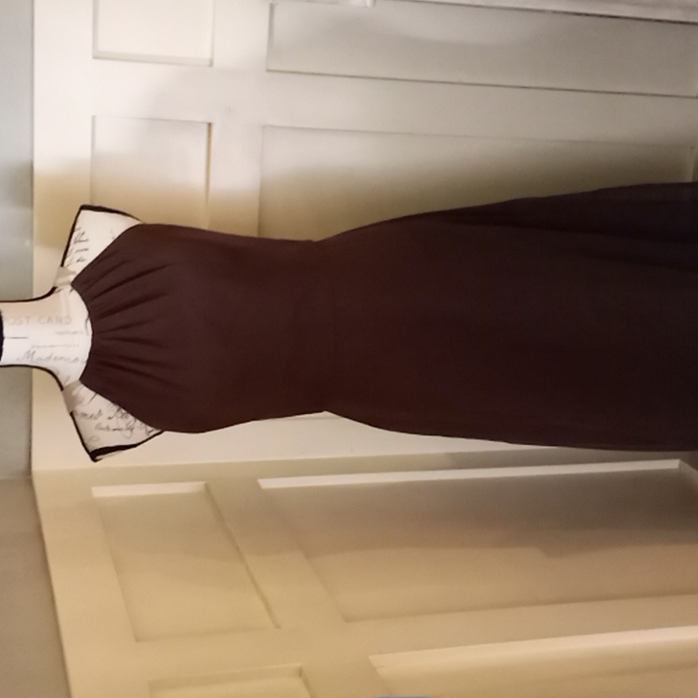 After Six Expresso Long Halter Formal Bridesmaid Dress Size 6 Style 6548PA